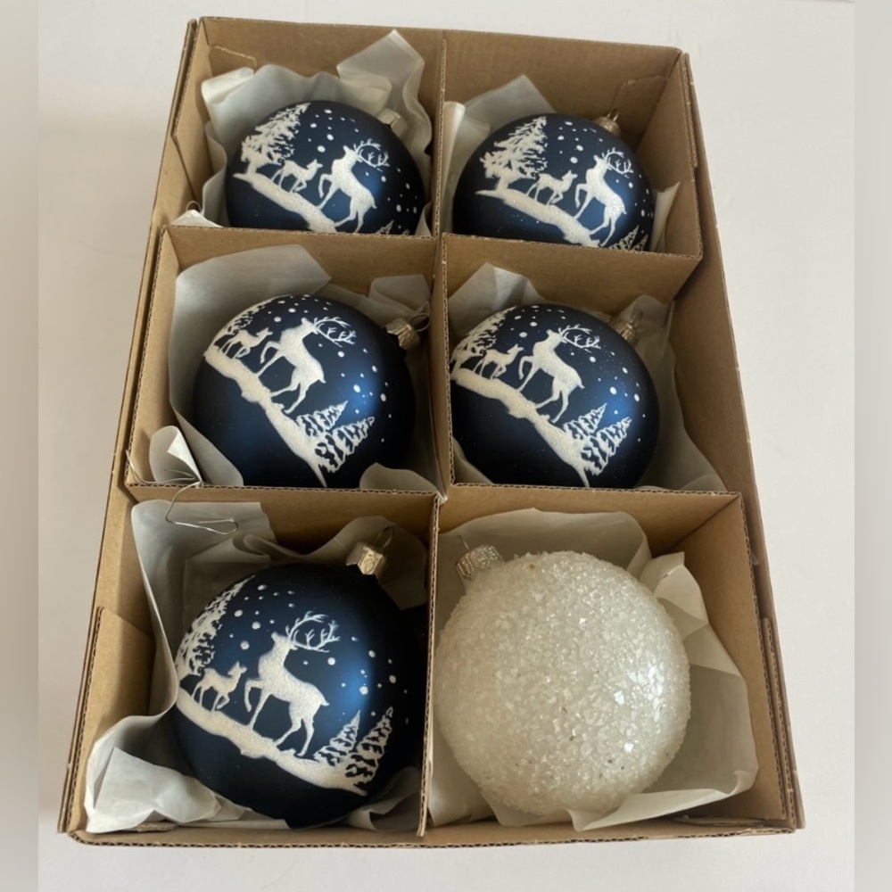 VITBIS Glass Ornaments Made in Poland Set of 6 Christmas Holiday